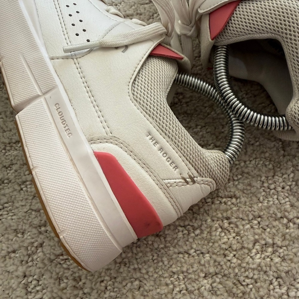 ON RUNNING THE‎ ROGER CLUBHOUSE SNEAKERS ROSEWOOD SAMPLE Women 7.5 LEATHER WHITE - Picture 7 of 12